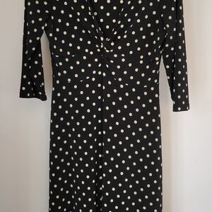 INC International Concepts Black and Cream Polka Dot Dress